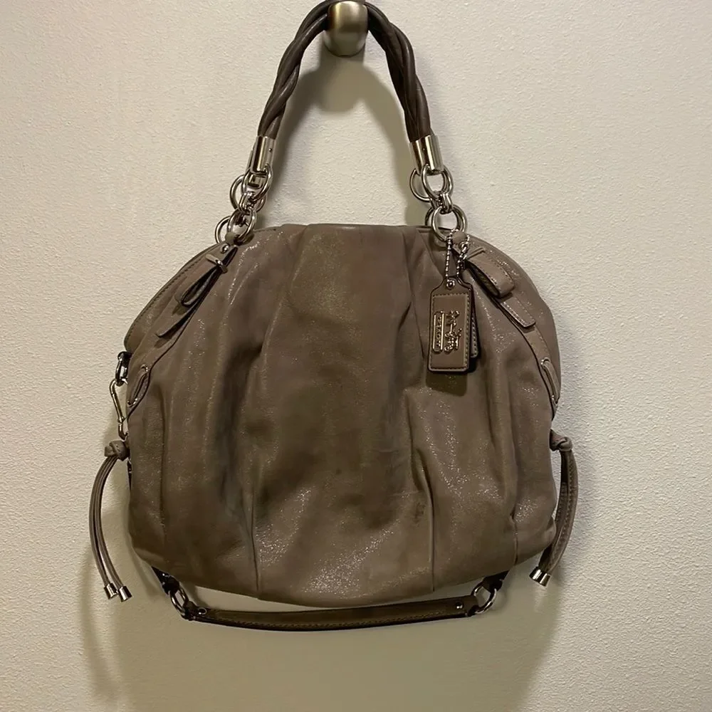 Coach Sophia grey pleated leather satchel